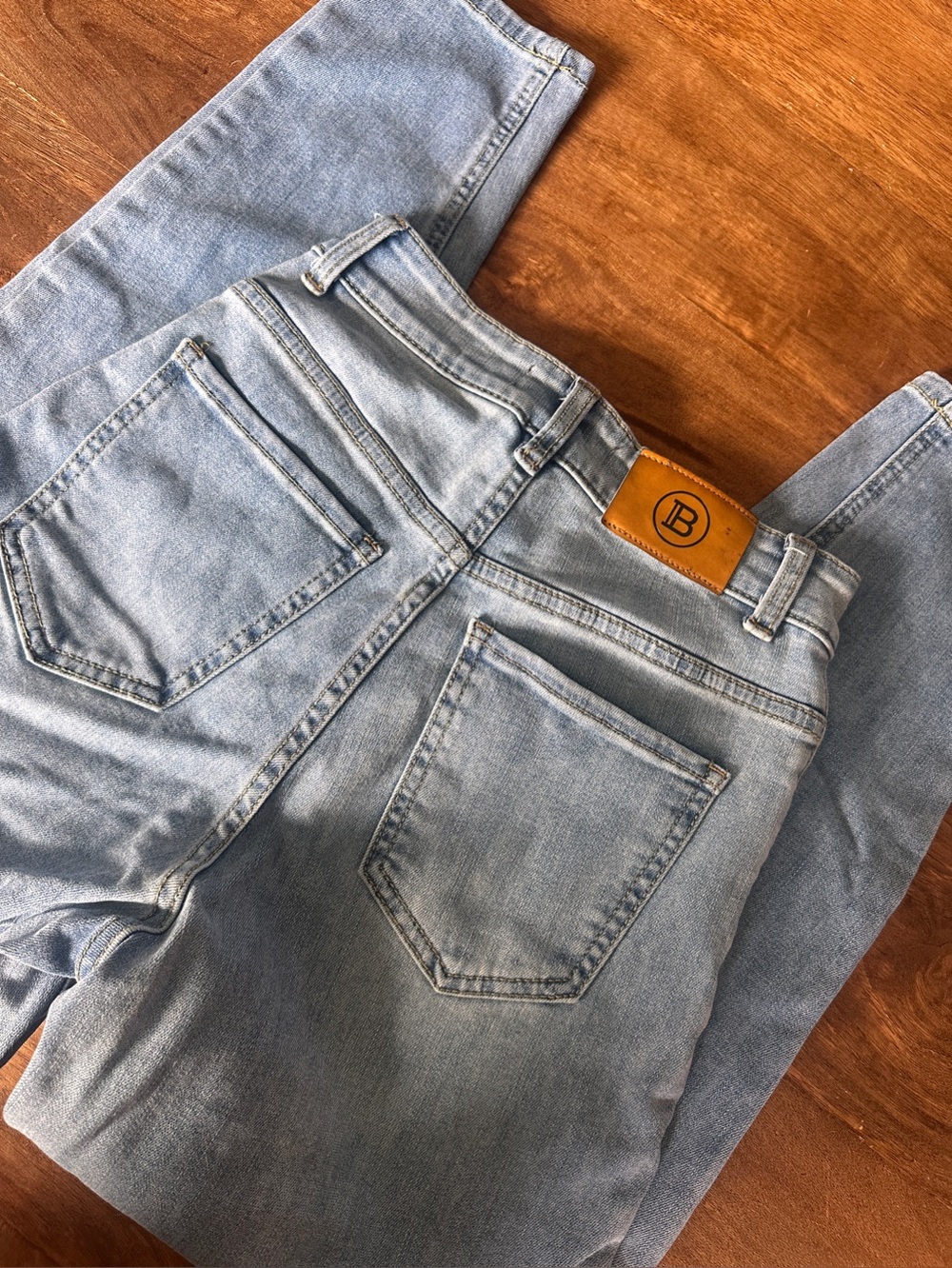 Balmain Light Wash Straight Leg Jeans Designer Denim